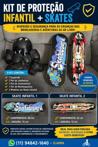 Kit de Proteção Infantil + Skates