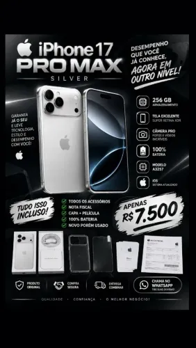 iPhone 17 pro Max, silver,256gb