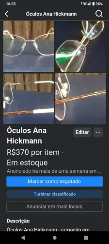 Óculos Ana Rickman