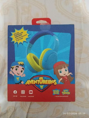 Fone Bluetooth Infantil AOC Os Aventureiros (Luccas Neto) - Novo Na Caixa