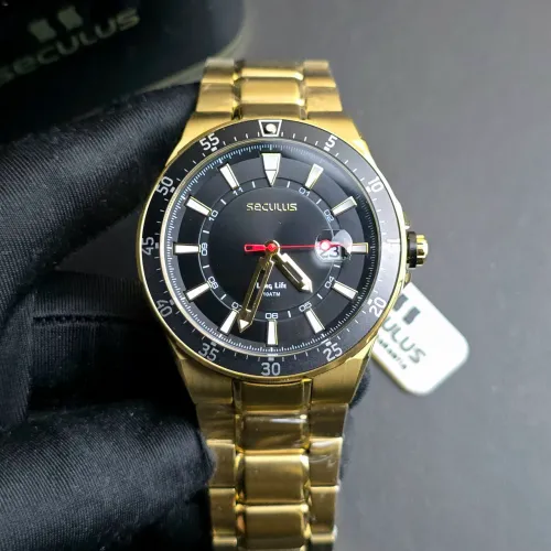 Relógio Seculus Long Life 45mm Dourado 77347G0SVDA3