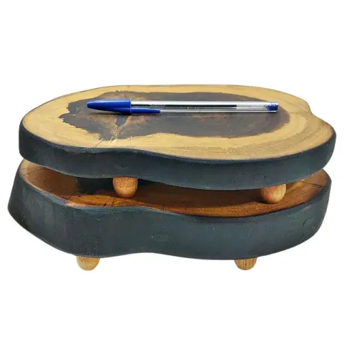Kit 2 Bases Rústicas Madeira Verniz Fosco Com Pezinhos 23 a 24cm
