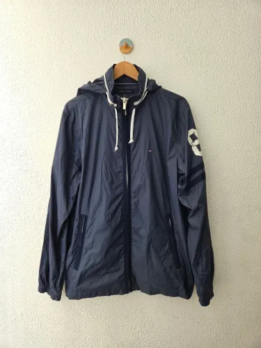 jaqueta corta vento impermeável tommy hilfiger azul m