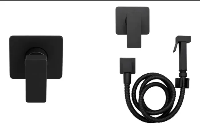 Kit ducha higiênica monocomando preto fosco