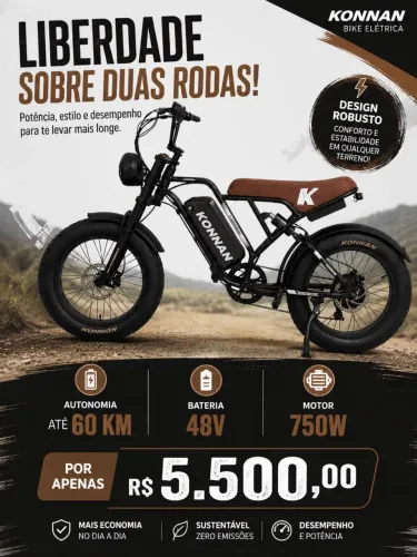 Bicicleta Elétrica Konnan Explorer 2 750w Lítio 48v Aro 20