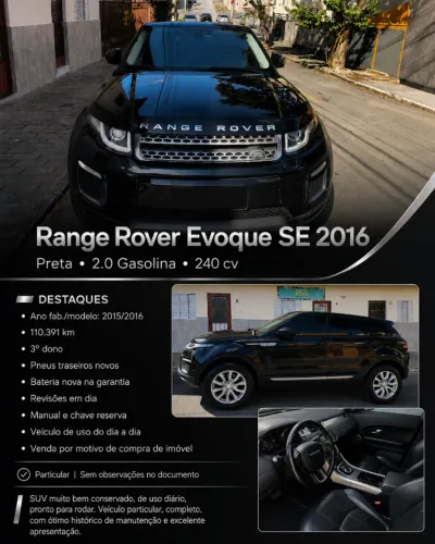 Land Rover Range Rover Evoque SI4 SE 2.0 Aut. 5P 2016