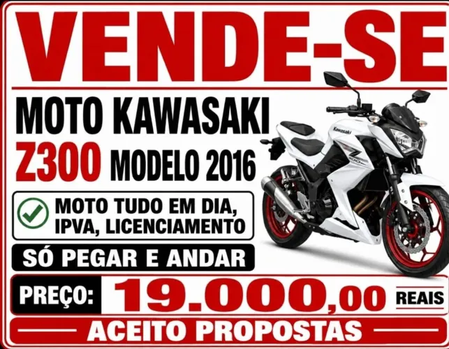 Moto kawasaki Z300 ano 2016