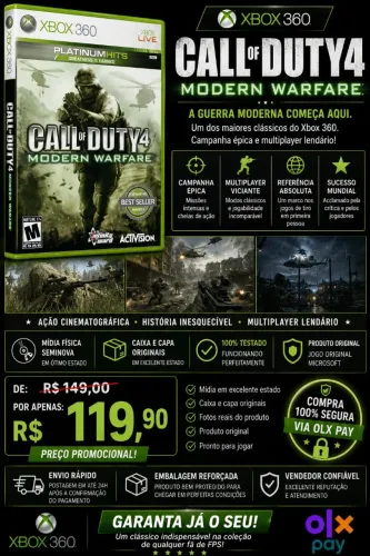 Call of Duty Modern Walfare para Colecionadores Xbox 360 Semi-novo - Liquido!