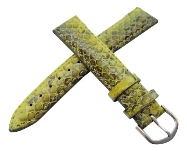 Pulseira Chainon Couro Cobra 18mm Para Relógio Pulso
