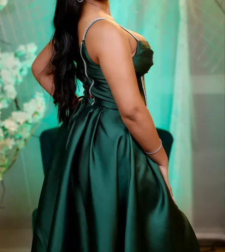 Vestido de festa cetim verde esmeralda