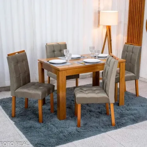 Mesa de Jantar Londrina 120x80 C/4 Cadeiras Veludo MDF/MDP rf8 S