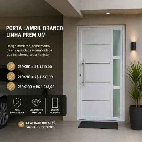Porta Lambril Branca 210x80 Linha Premium | Direto da Fábrica com Pagamento na Entrega