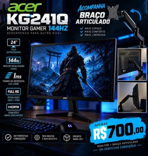 MONITOR GAMER ACER 144HZ 24P+ BRAÇO ARTICULADO