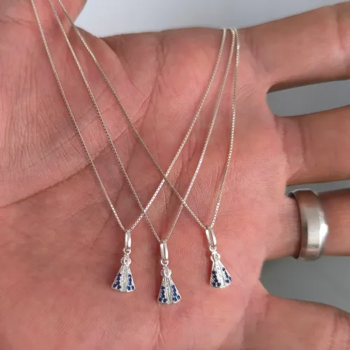  Correntes de Prata 925 com Pingente de Nossa Senhora