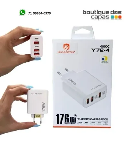 Fonte Carregador H?Maston 176W com 5 Portas 2 USB-C + 3 USB-A Alta Velocidade