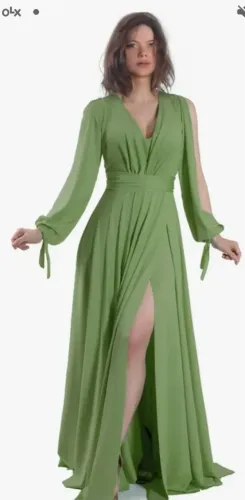 Vestido de festa verde oliva