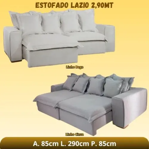ESTOFADOS 2 MODULOS 2,90 NEW LAZIO/25 POP. - TECIDO LINHO