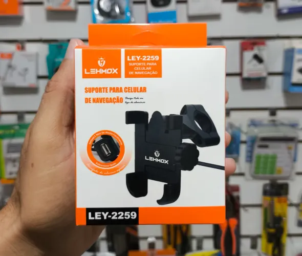 Suporte para celular moto alumínio com USB