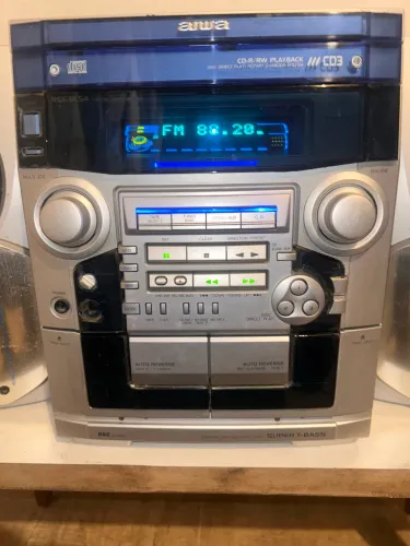 Som Aiwa NSX-BL54 CD3 Super T-Bass - Funcionando Rádio FM + Caixas Originais
