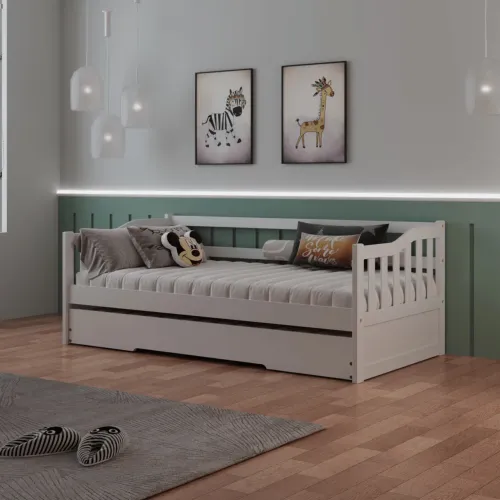 Bicama Infantil em Madeira Maciça/MDF American Branco