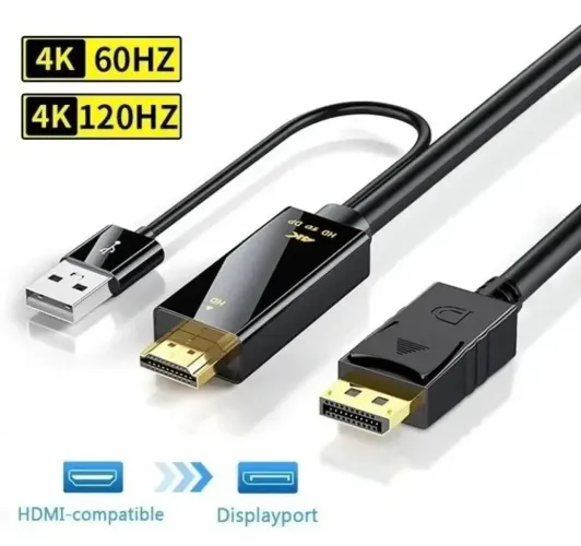 Cabo Adaptador Hdmi Para Displayport 4k Hdmi Dp 1.8 Metros