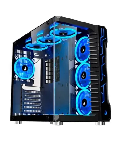 Gabinete Rise Mode Galaxy Glass Preto, ATX suporta water cooler 360mm, sem fans , novo lac