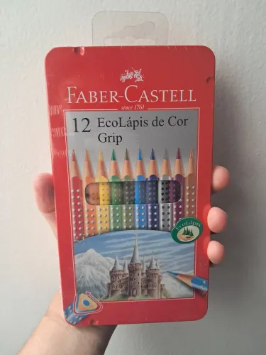 Lapis de cor 12 cores em estojo de metal (lacrado) faber castell