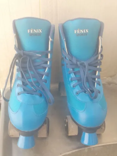 Patins 4 Rodas Quad Fênix Roller Skate Azul - Ajustável 39 ao 42