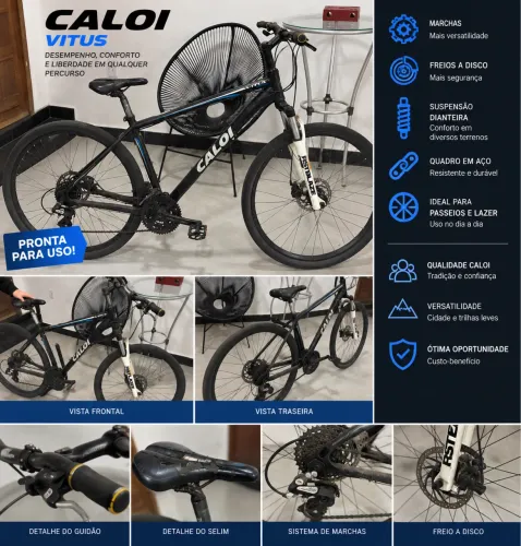 Bicicleta Caloi Vitus com Marchas e Freio a Disco