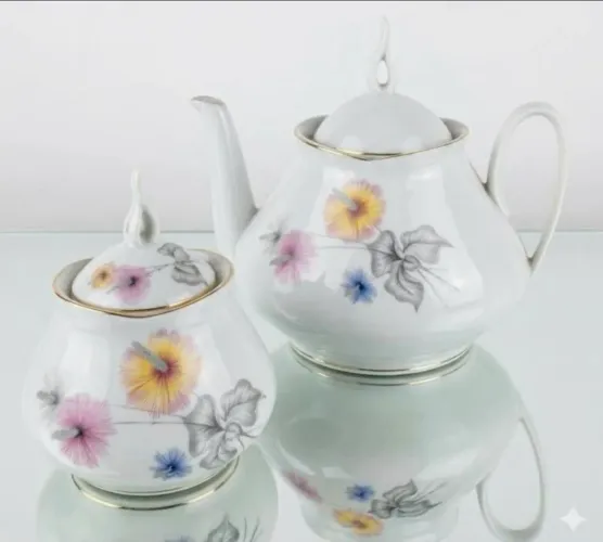 Jogo chá porcelana real 6 xícaras