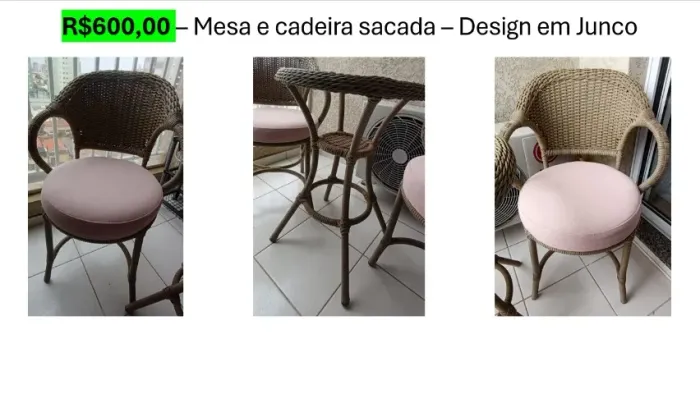 Mesa e cadeiras - Ideal para canto do café e sacada/varanda