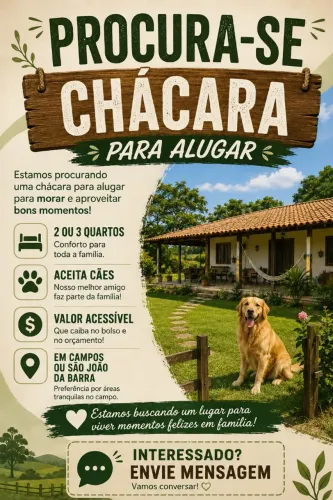 Procuro Chácara para alugar