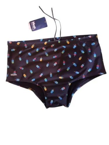 sunga mash. beachwear nova na etiqueta tamanho gg preta com estampa sorvetes