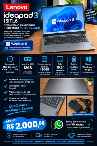 Vende-se Notebook Lenovo ideapad3 Windows 11