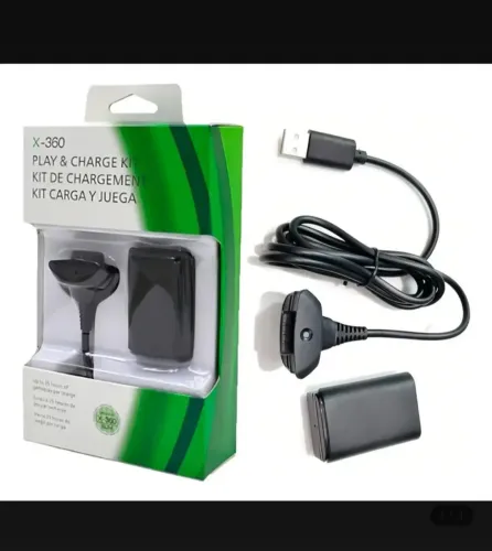 Kit Carregador Controle XBOX 360 Cabo + Bateria