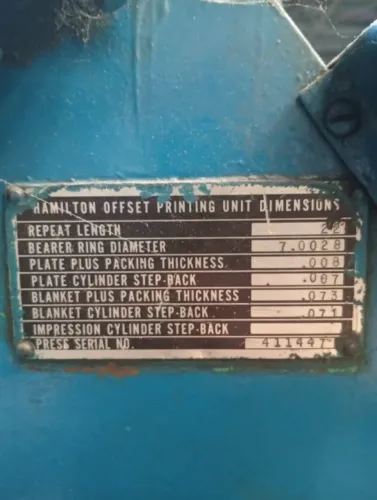 Impressora Rotativa Industrial Hamilton - Offset e Rubber Plate (22")