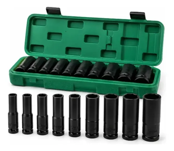 Kit Jogo Soquetes De Impacto 1/2 Longos Com 10 Peças