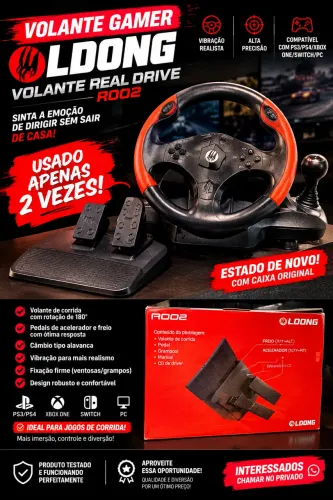 VOLANTE GAMER LDONG R002 - COMPLETO - R$ 400