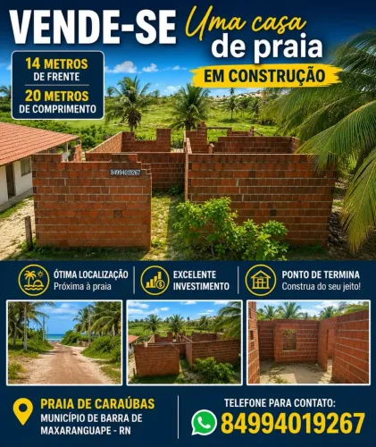 Casa na praia de Caraúbas