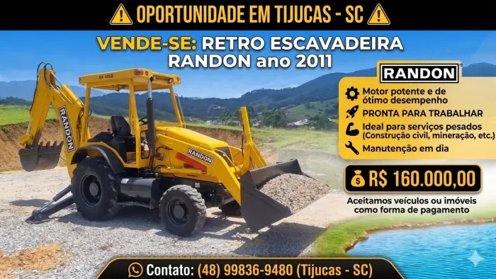 ? Retroescavadeira Randon RK 406B Ano 2011 - Excelente Estado - Aceito Troca