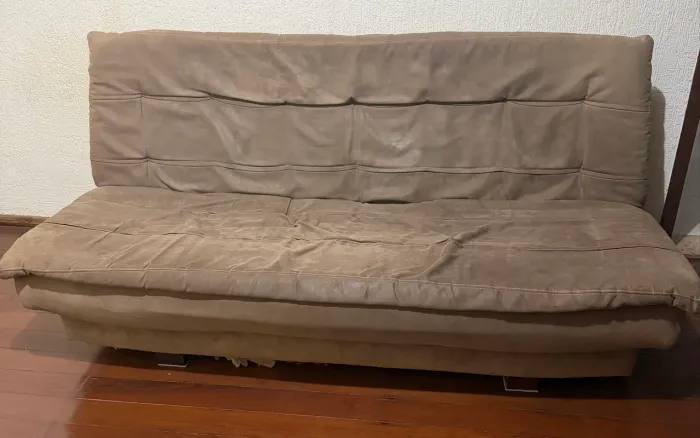 Sofá-Cama Reclinável Marrom / Suede