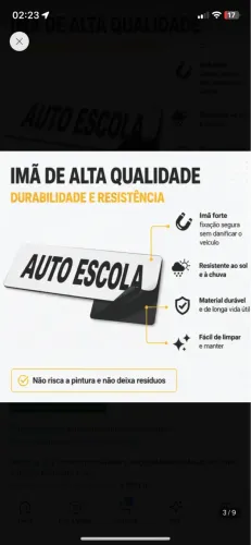 Kit 7 Un Adesivos Imantado Auto Escola Faixa Auto Escola