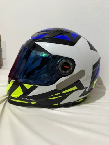 Capacete LS2 Original + Viseira Espelhada Azul - Tamanho 60