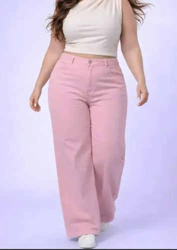 Calça Wide Leg Rosa Bebê nova sem uso 54