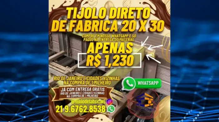 promoção tijolo 10 furos 20x30 direto da fábrica 