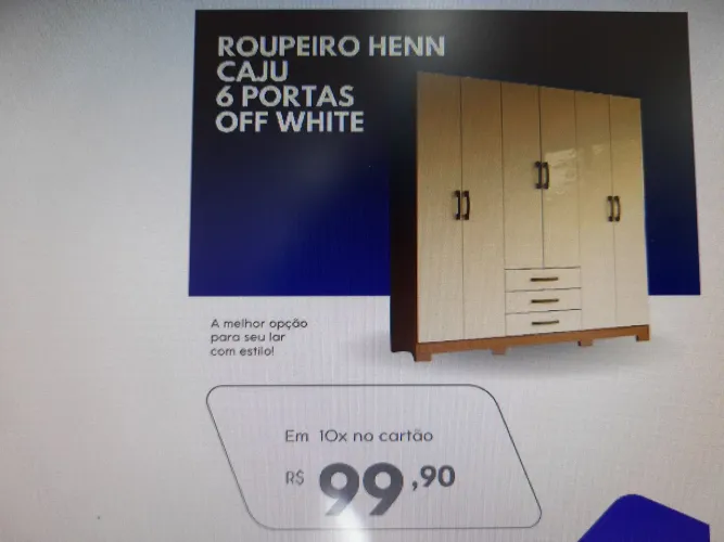 ROUPEIRO HENN CAJU 6 PORTAS OFF WHITE  999,00 A VISTA OU 10X 99,90 SEM JUROS!!