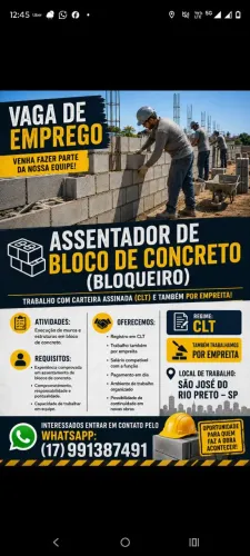Assentamento de bloco de concreto