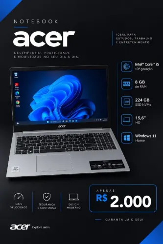 NOTEBOOK ACER - I5 DE 10 DEGRAÇÃO.