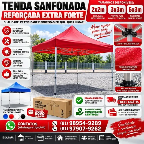 Tenda de cor verde reforçada sanfonada