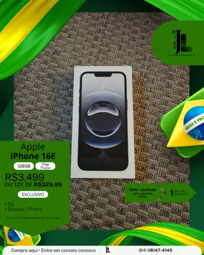 IPHONE 16E, 128GB, CHIP FÍSICO, LACRADO, EXCLUSIVO!